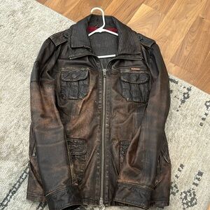 Superdry men’s leather jacket size l